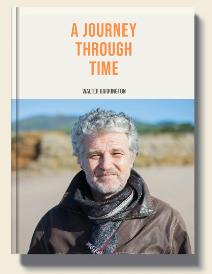 Book cover titled 'A Journey Through Time' featuring a senior man outdoors, symbolizing a life of experiences and reflections.