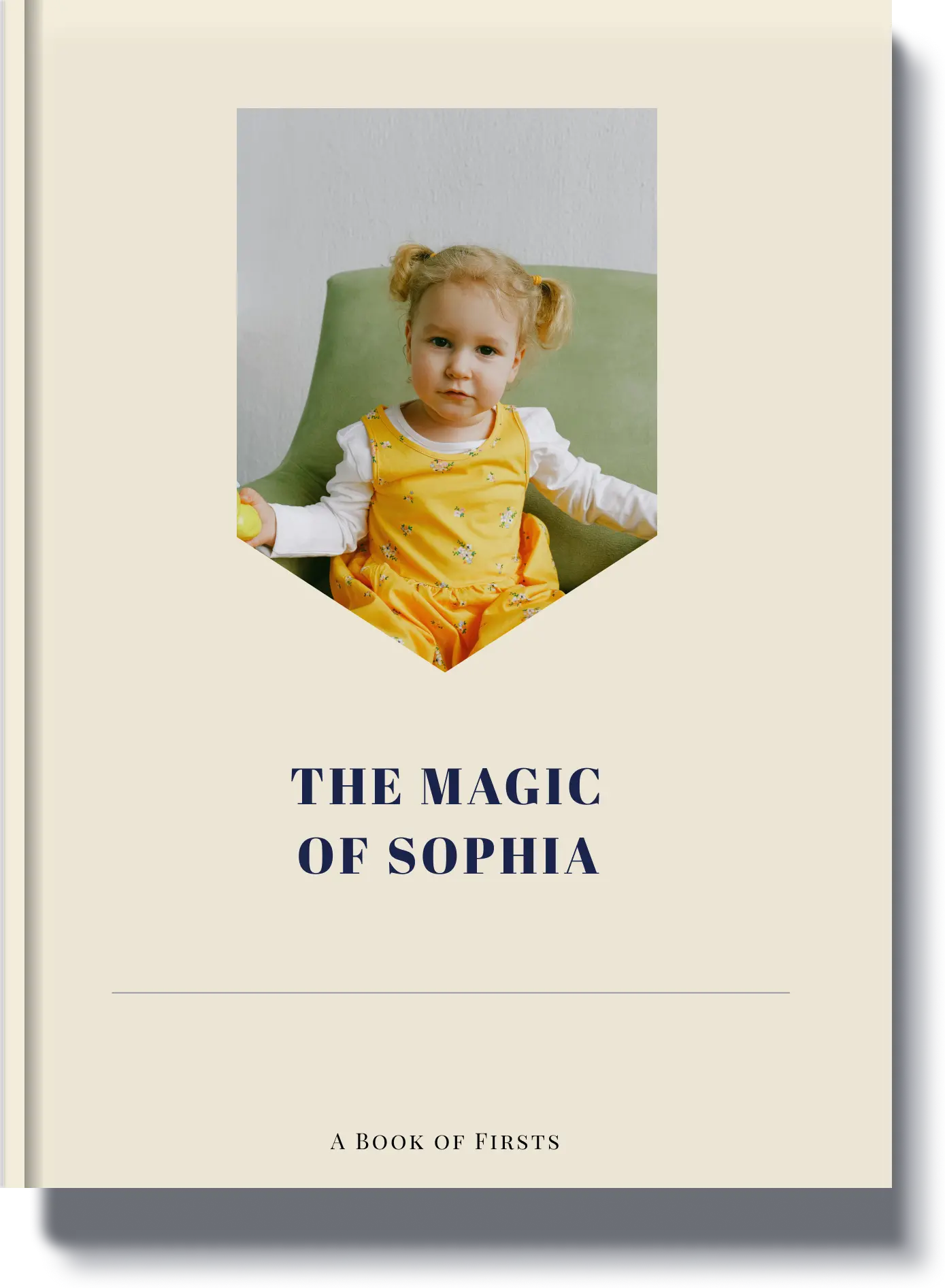 The Magic of Sophia - A childhood memory book featuring a toddler in a yellow dress, capturing the magic of early years through cherished stories.
