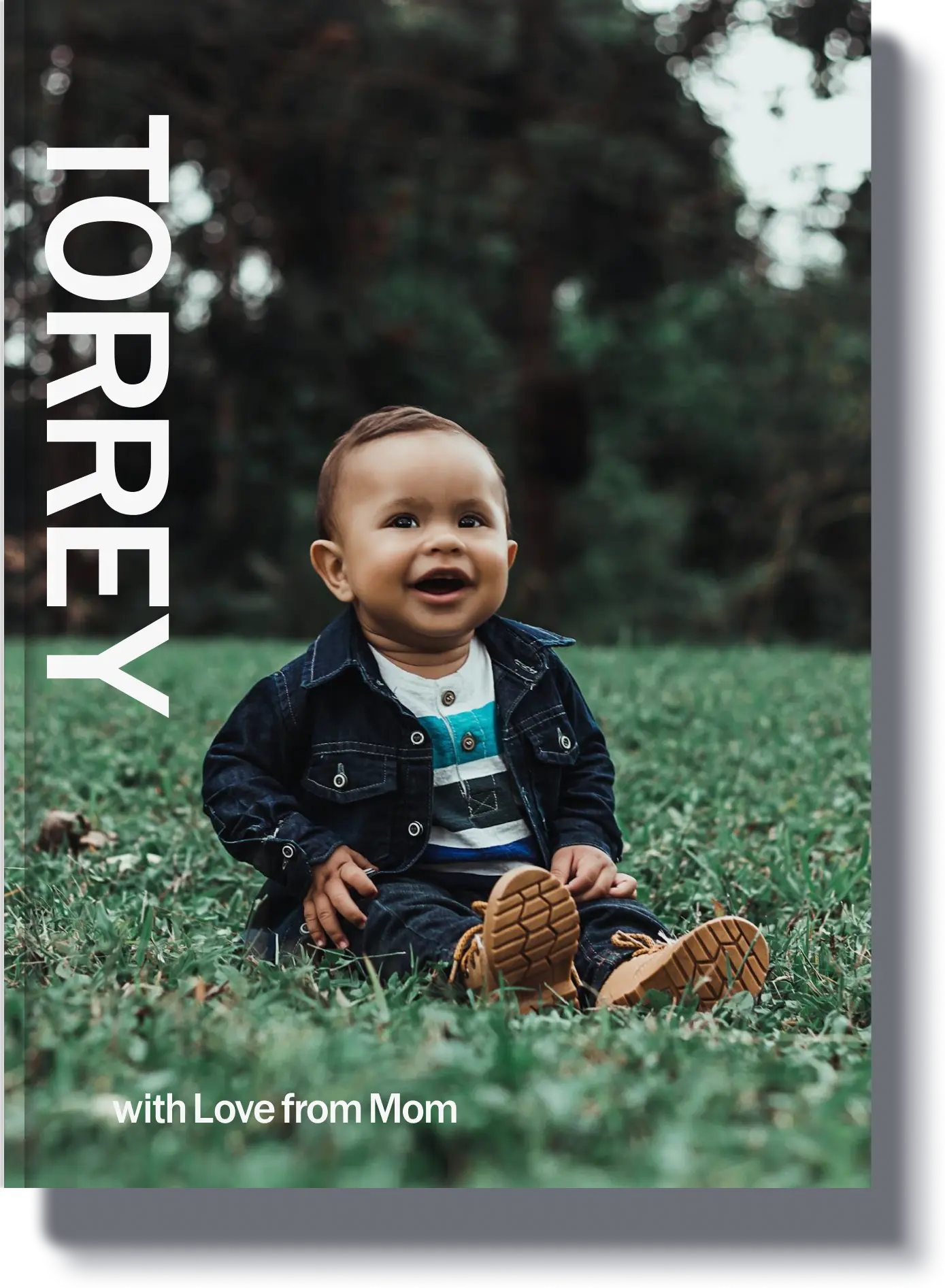 Torrey - A childhood memory book featuring a baby boy smiling outdoors, preserving the happiest moments of childhood in a personalized keepsake.