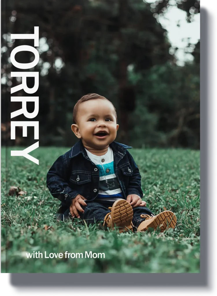 Torrey - A childhood memory book featuring a baby boy smiling outdoors, preserving the happiest moments of childhood in a personalized keepsake.