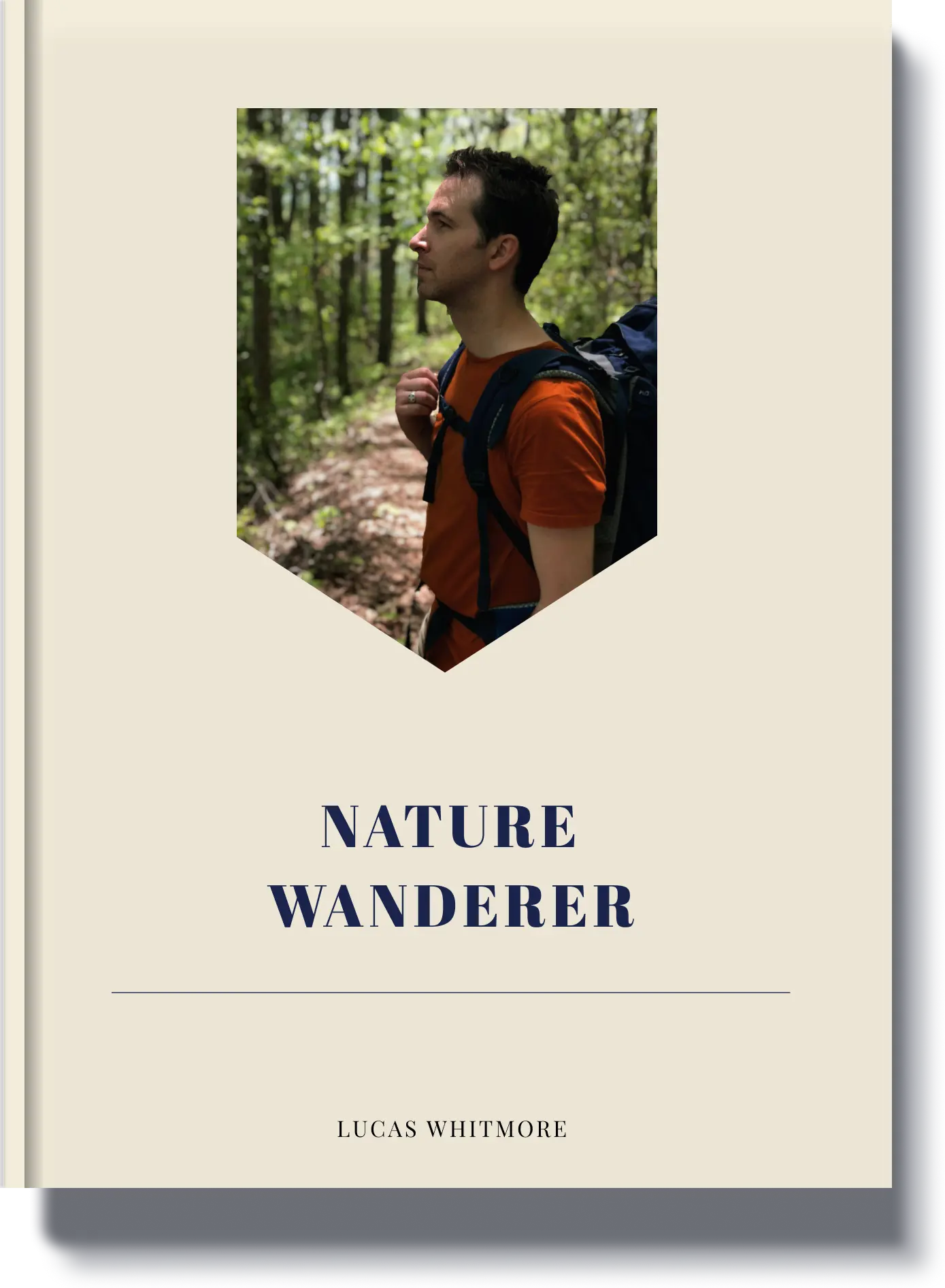 Nature Wanderer - A travel memory book dedicated to outdoor adventures, featuring a traveler exploring lush forest trails.