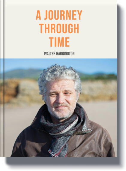 Book cover titled 'A Journey Through Time' featuring a senior man outdoors, symbolizing a life of experiences and reflections.