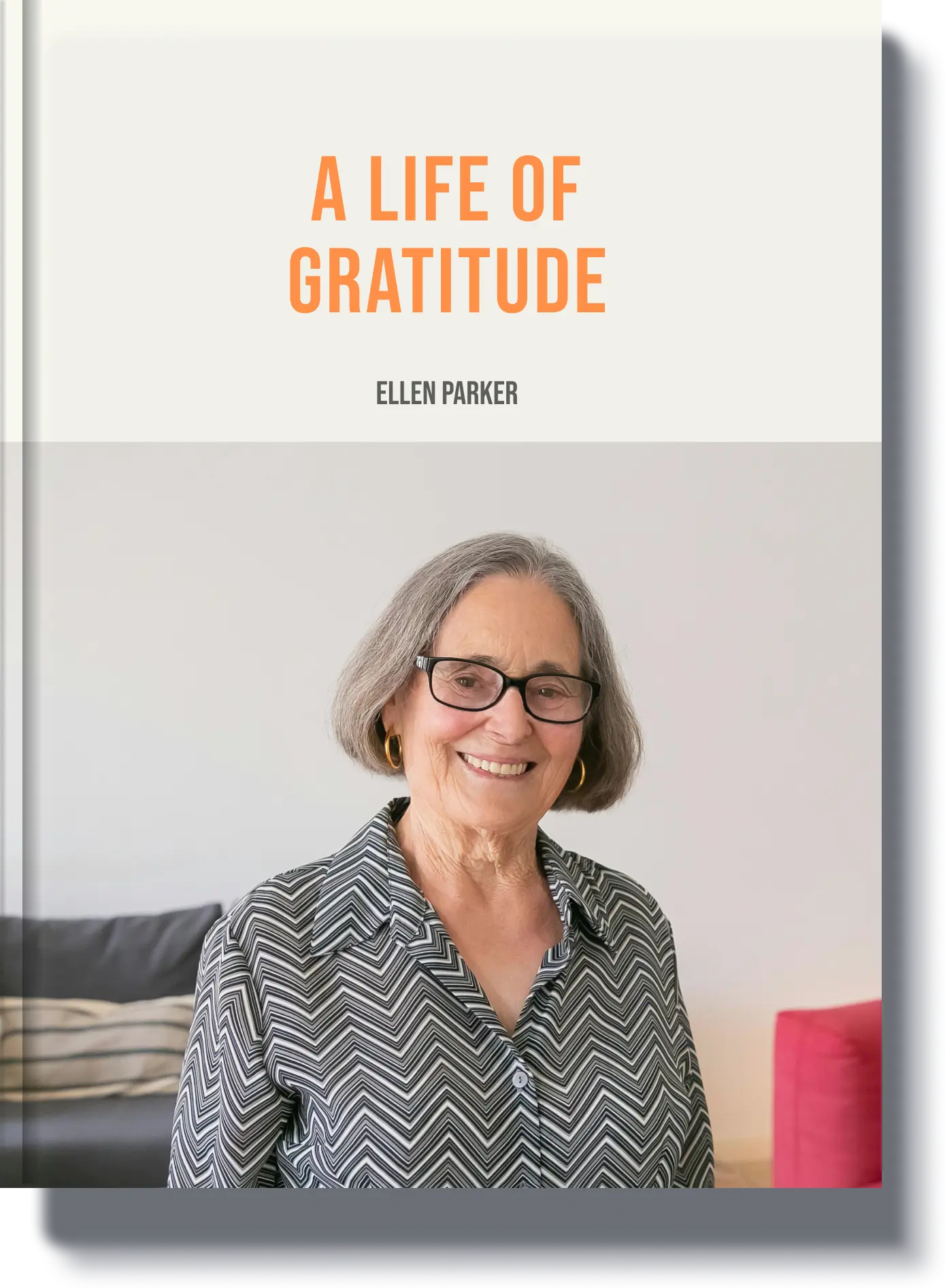 Book cover titled 'A Life of Gratitude' featuring an elderly woman with glasses, an inspiring life story book gift.