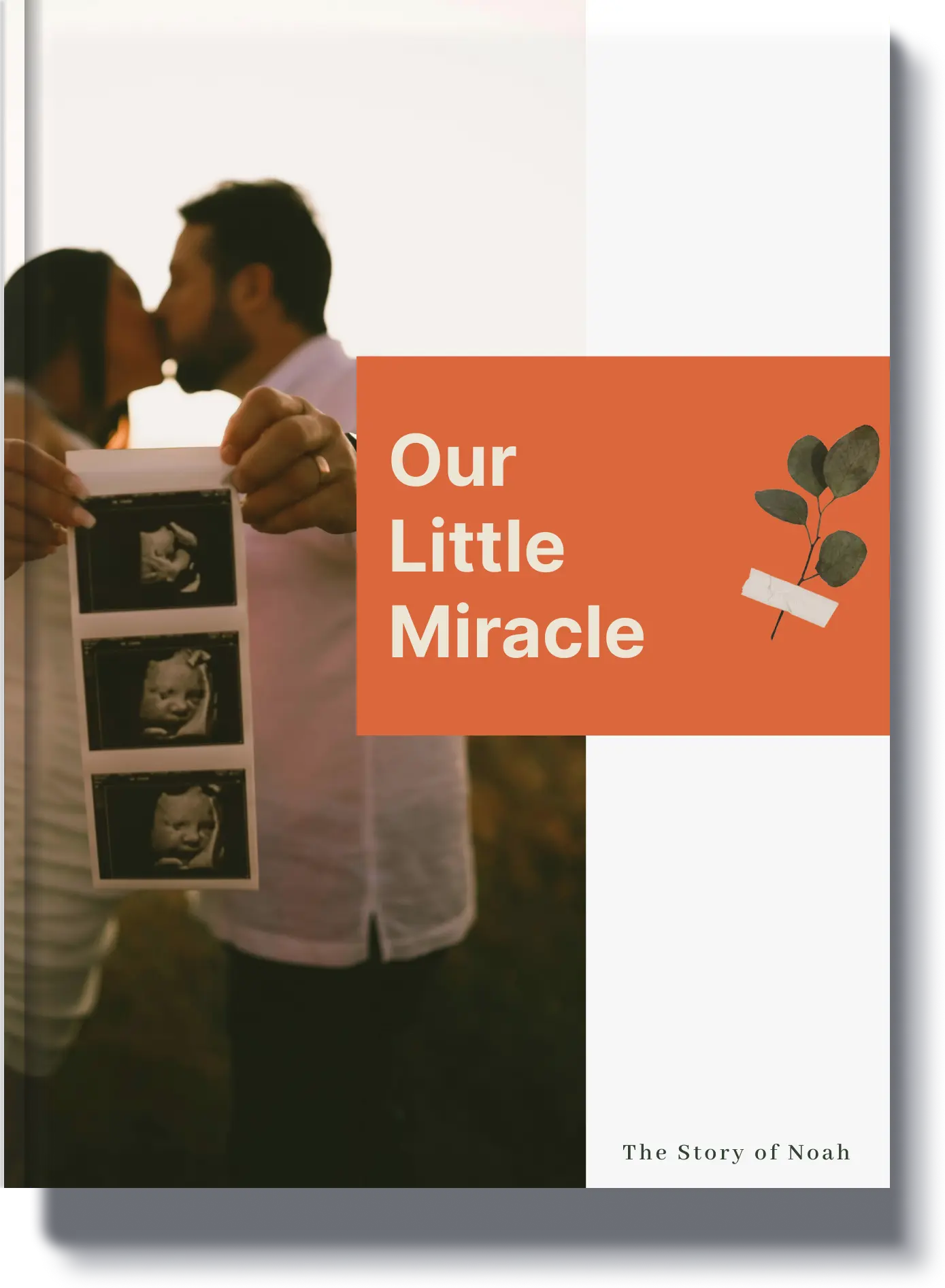 Our Little Miracle - A childhood memory book capturing the early moments of a baby’s life, featuring a family holding ultrasound photos in anticipation of their newborn.
