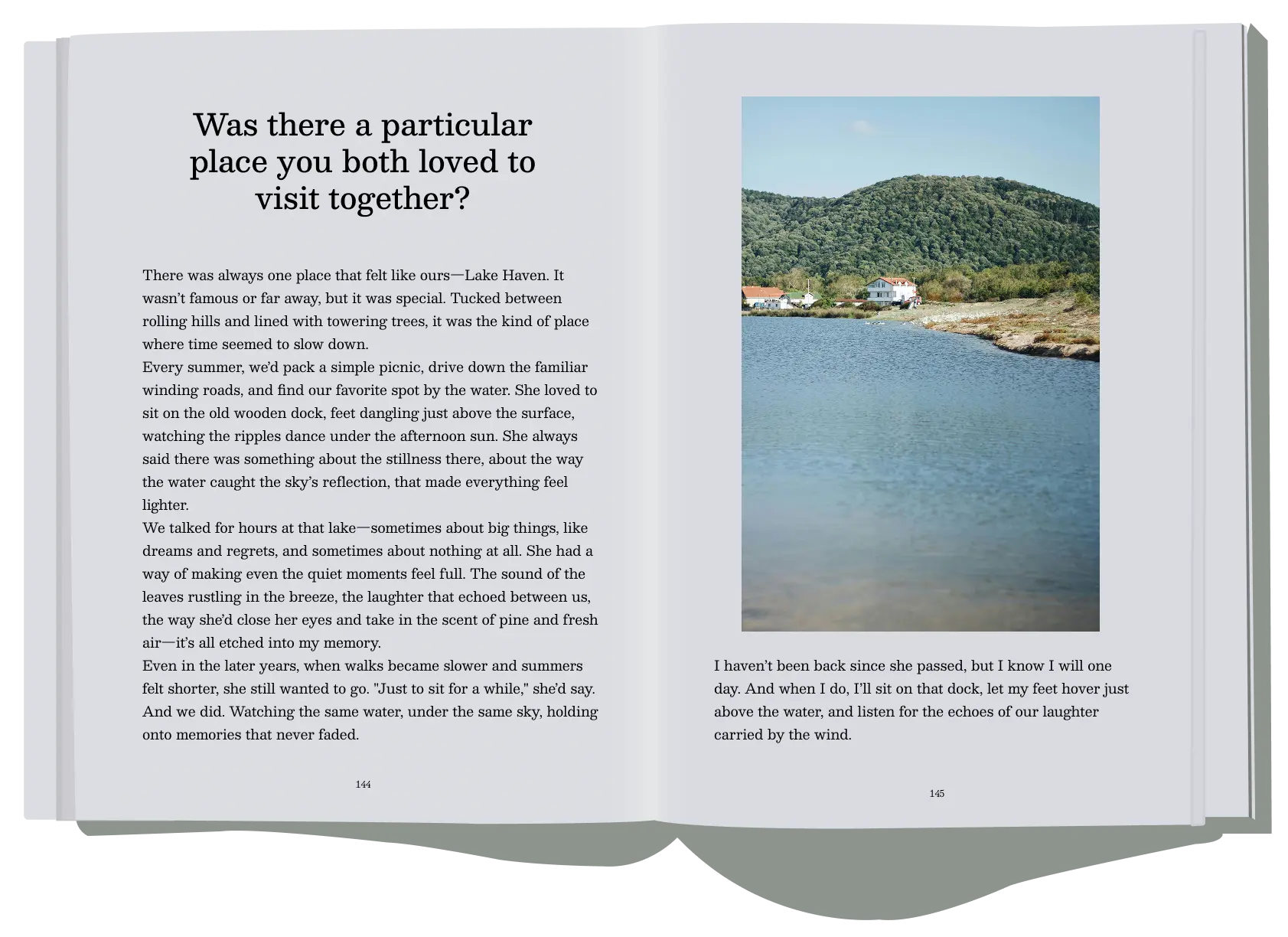 Open memory book with heartfelt reflections on the first memories of Henry Wallace, celebrating his wisdom and presence.