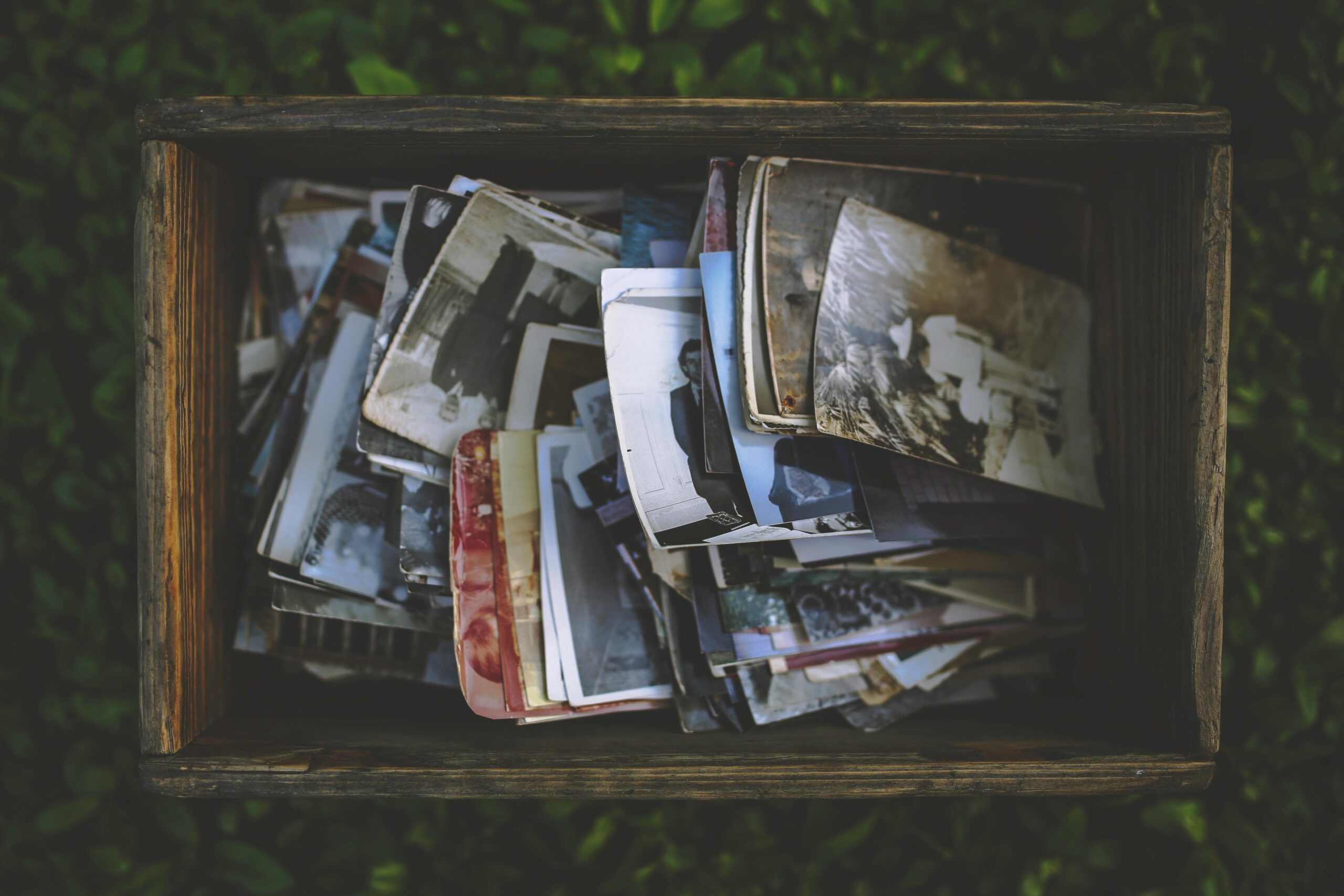 a box of old photos which would serve great for an autobiography book