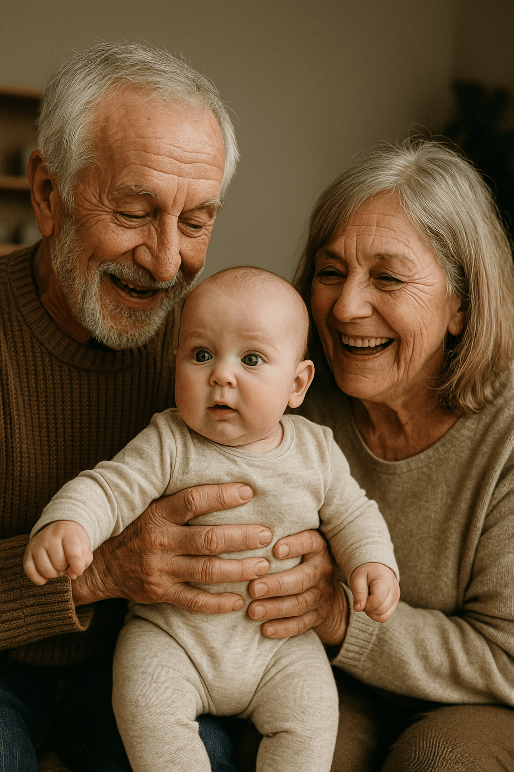 happy new grandparents photoshoot with their granddaughter
